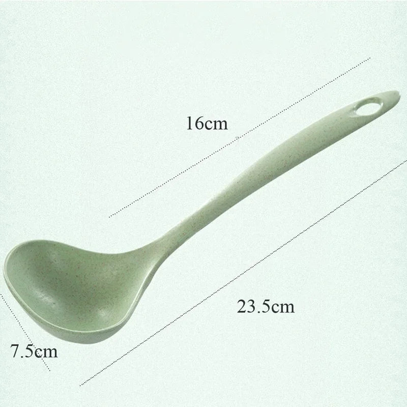 Wheat Straw Soup Ladle & Rice Spoon – 4 Colors, Long Handle Soup Ladle & Spoon Qme