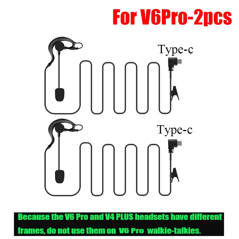EJEAS V6C PRO+ Full Duplex Referee Earhook Headset Type-C Intercom Headset Qst V6Pro 2pcs