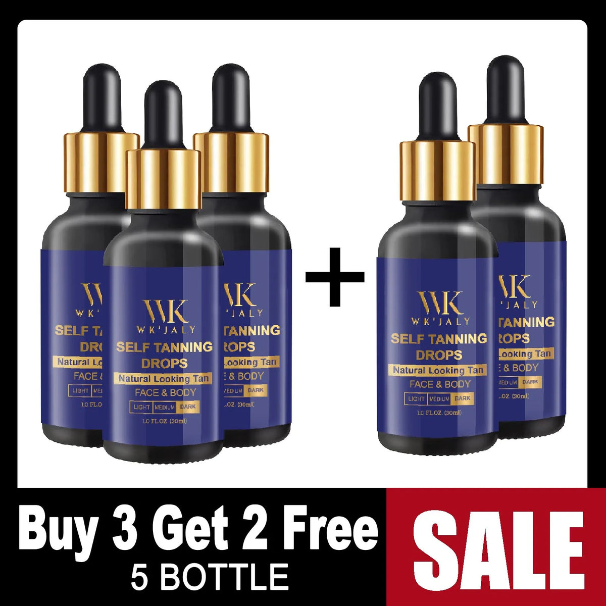 WK'JALY Self-Tanning Drops – DHA & Vitamin E, All Skin Types Self-Tanning Drops Qst Buy 3 Get 2 Free 2 france