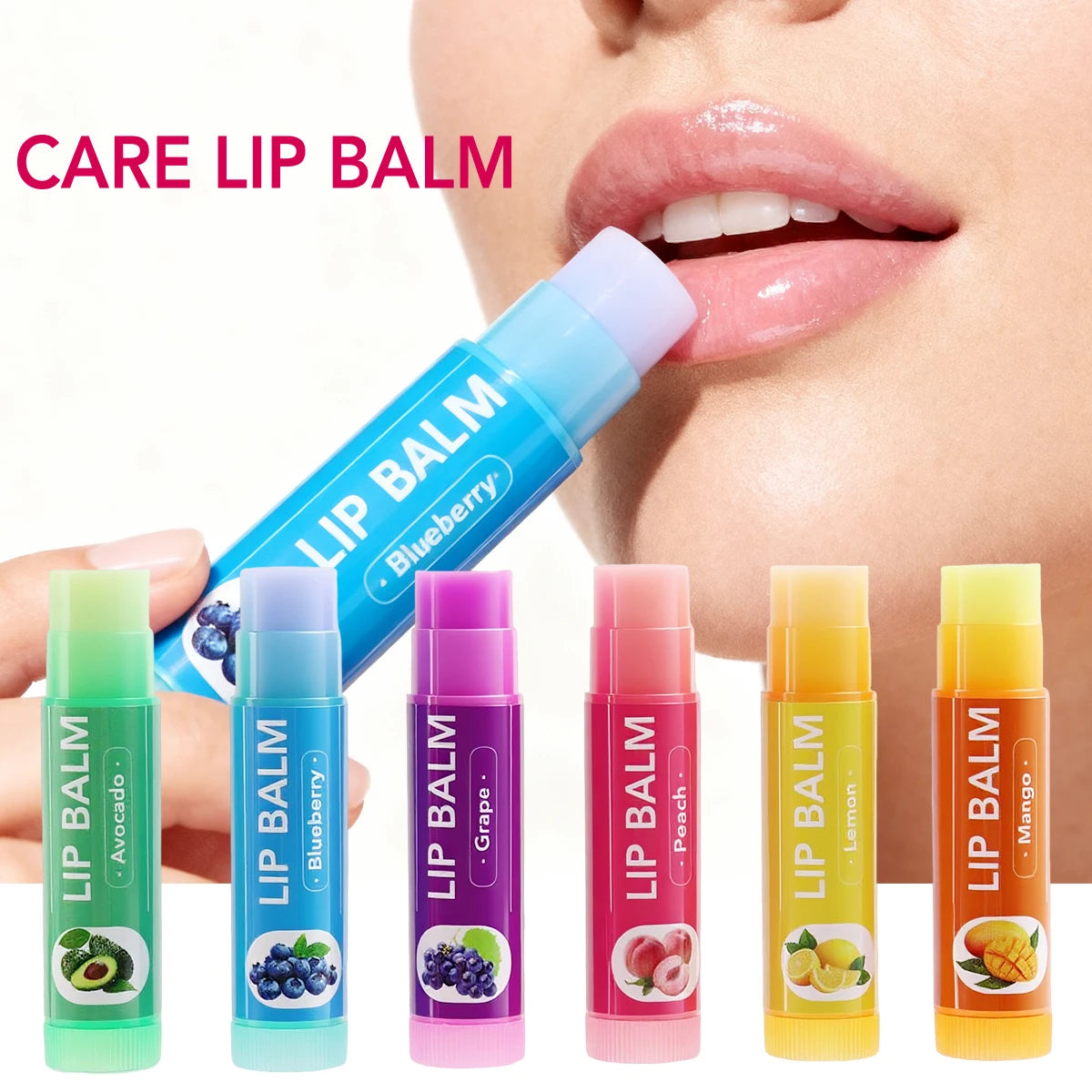 YURHERSU 6-Piece Fruit Lip Balm Set – Moisturizing Gift for Girls Lip Balm Set Qst