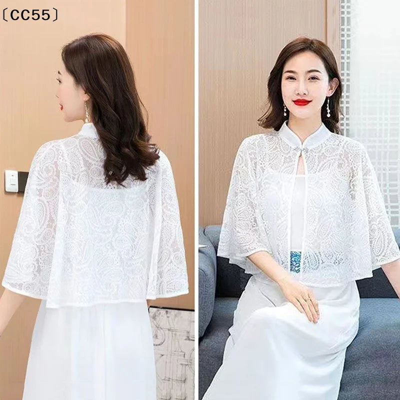Women's Lace Shawl Cardigan – All-Season Poncho Cover-Up Lace Shawl Cardigan Qst