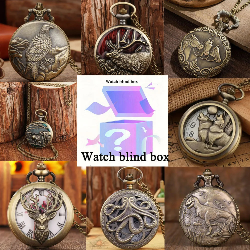 Bronze Pocket Watch Animal Series Blind Box | Qme Collectible Pocket Watch Qme Watch blind box
