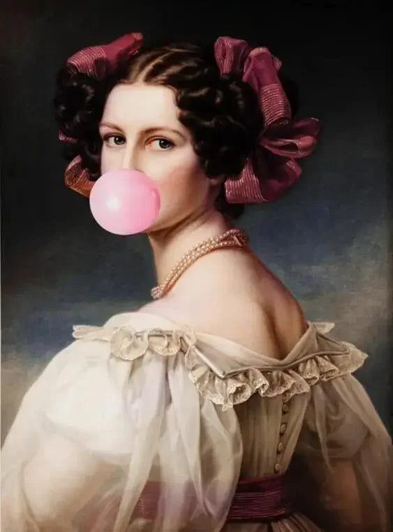 Vintage Lady Portrait Canvas Art Poster | Modern Wall Decor Canvas Wall Art Qst