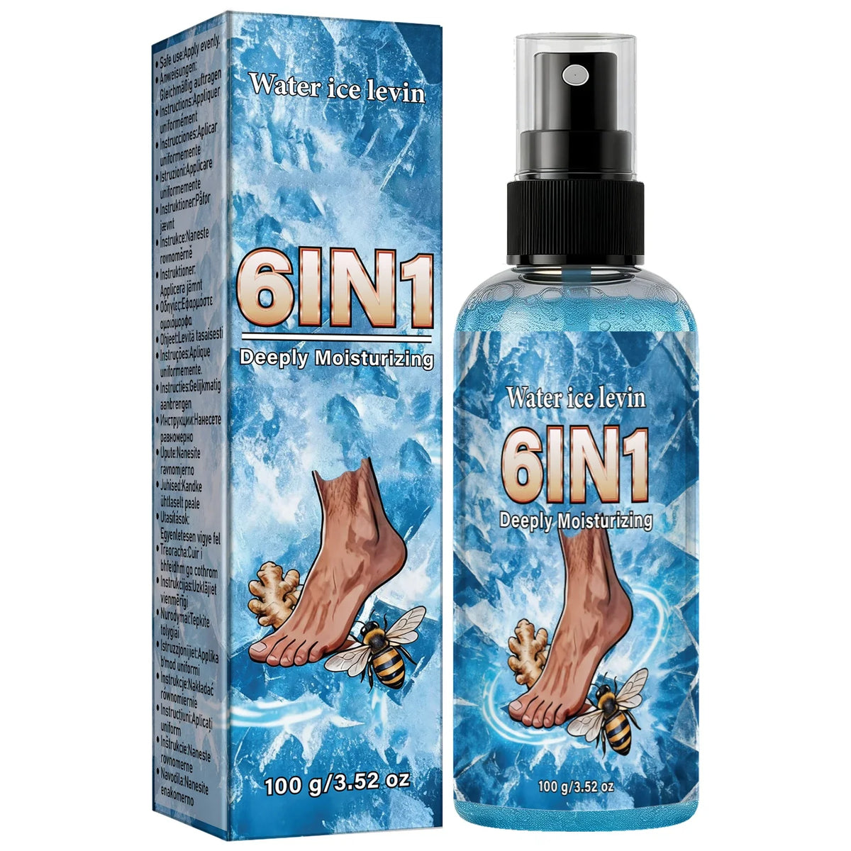 Ginger Bee Venom Foot Spray – Collagen & Mineral Oil Mist Foot Care Spray Qme SKY BLUE 100ml