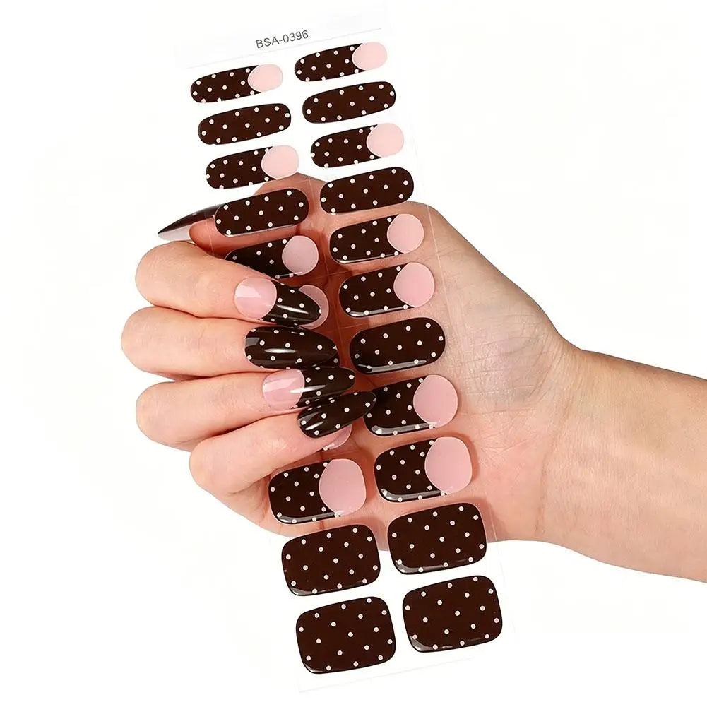 Summer Polka Dot UV-Free Gel Nail Stickers Full Cover Decal Gel Nail Stickers Qme D CN