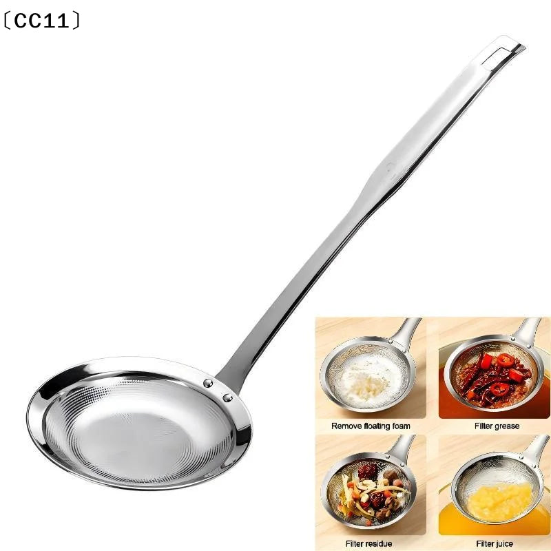 316 Stainless Steel Fine Mesh Fat Skimmer Spoon | Grease Mesh Skimmer Spoon Qme