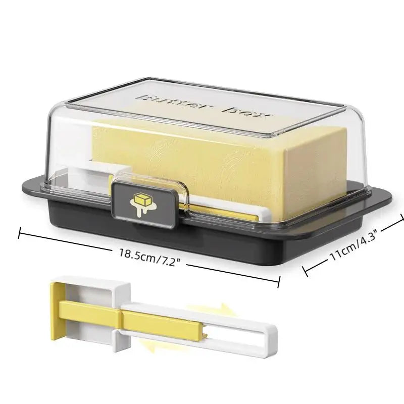 Countertop Butter & Cheese Keeper Box with Lid and Knife Butter & Cheese Keeper Qme Black