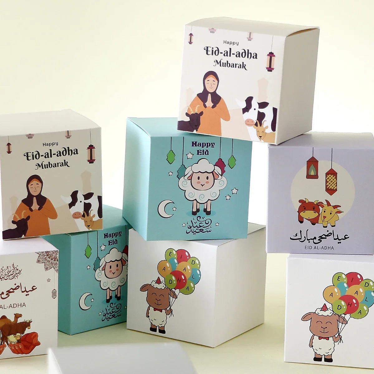 12-Piece Eid Al Adha Candy Boxes & Cute Sheep Snack Bags Party Favor Boxes Qme
