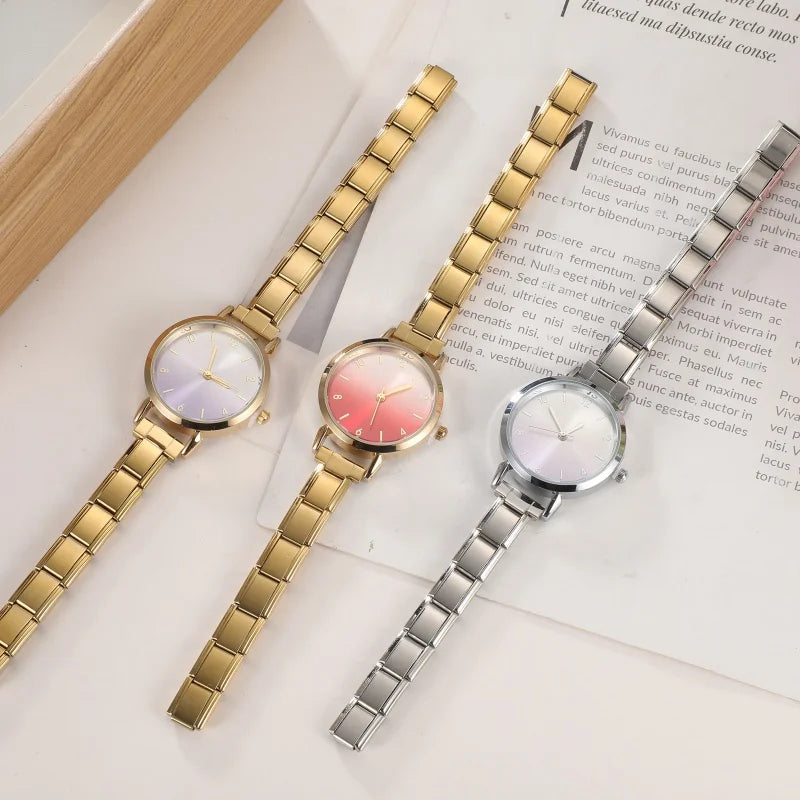 Women's Stainless Steel Blush Watch Bracelet Bangle – 38 Colors Bangle Watch Qme