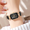 Women's Ceramic Square Quartz Watch – Slim & Stylish Ceramic Quartz Watch Qme black