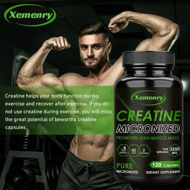 Xemenry Creatine Monohydrate Capsules – Muscle & Endurance Creatine Supplement Qst