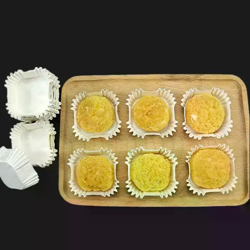 100 Square Oil-Proof Paper Cup Liners – Medium Baking Tray Holders Baking Cup Liners Qme
