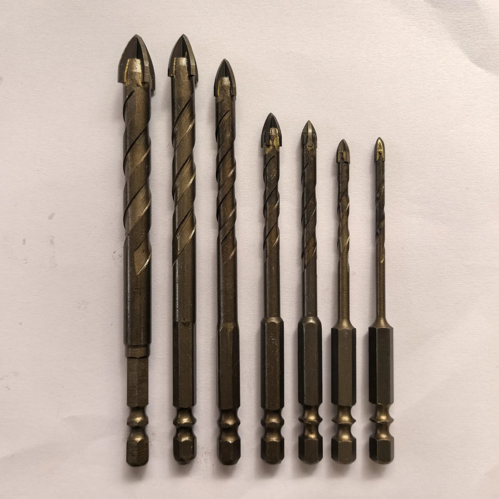 Cross Hexagon Carbide Tile Drill Bits – Glass Ceramic Metal Set Carbide Drill Bit Set Qme 7pcs