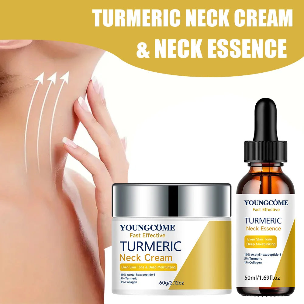 YOUNGCOME Curcuma Neck Cream & Serum Set – Firm & Smooth Neck Skincare Set Qst 50ml-60g