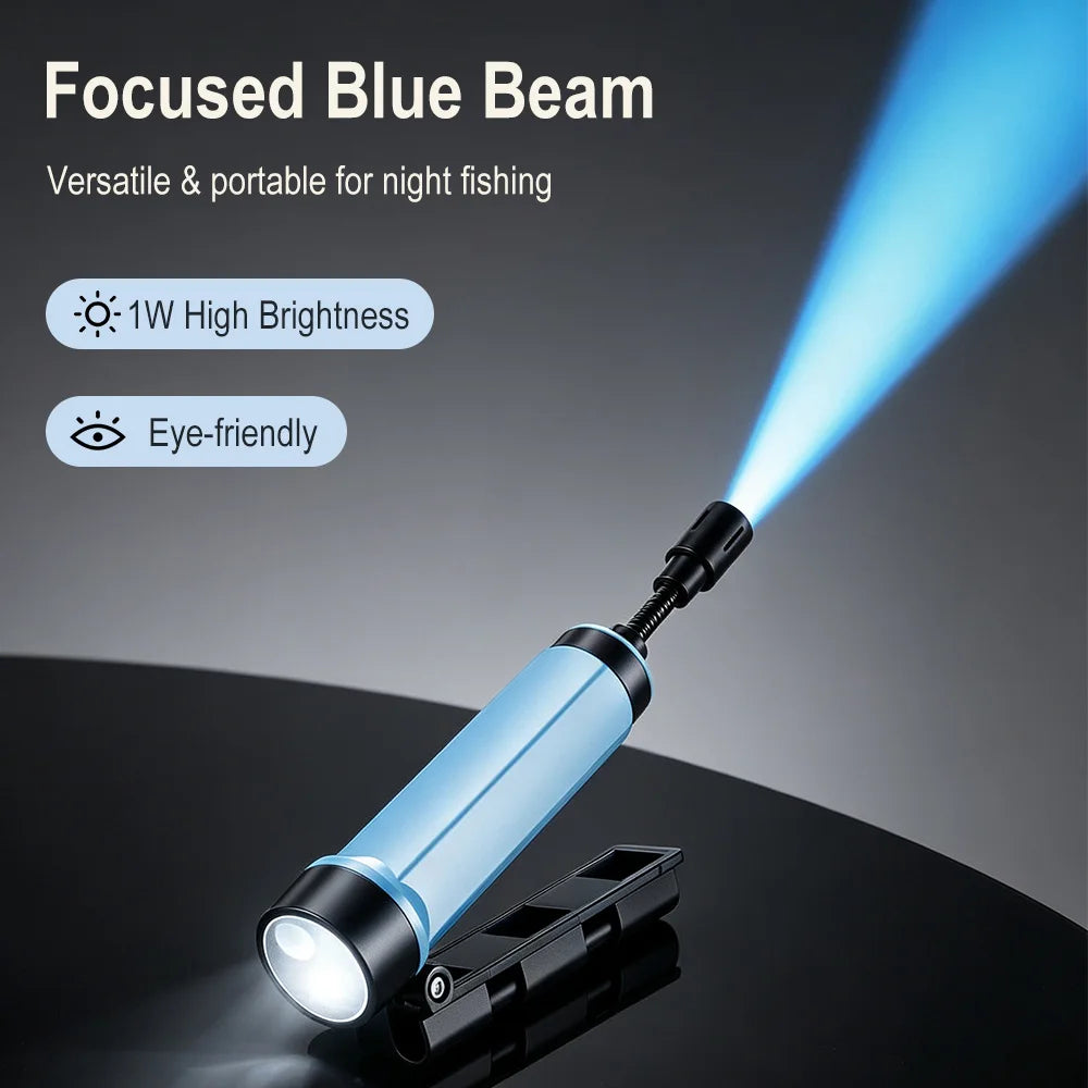 BORUiT 360° Blue LED Fishing Rod Light – Type-C Rechargeable Fishing Rod Light Qst