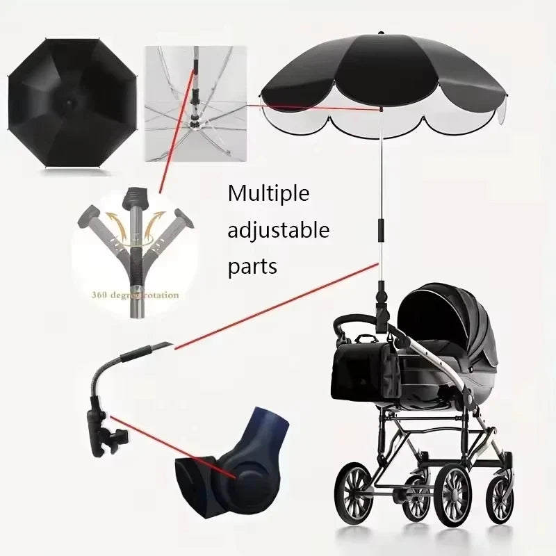 UV Protection Baby Stroller Umbrella Clamp – Universal Fit Stroller Umbrella Clamp Qme