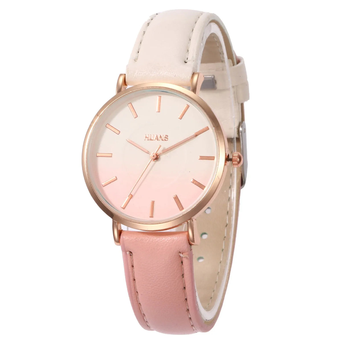 Women's Gradient Leather Quartz Watch | Minimalist Fashion Wristwatch Women's Quartz Watch Qme