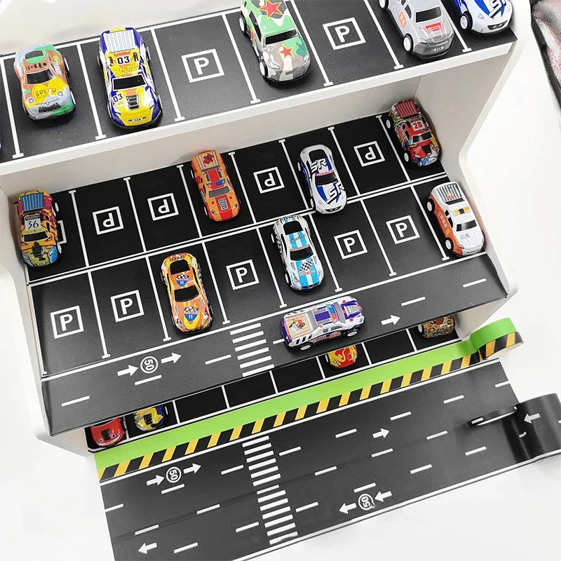 DIY Road & Rail Transit Paper Tape Set – 28 Rolls + 9 Signs DIY Craft Tape Set Qme