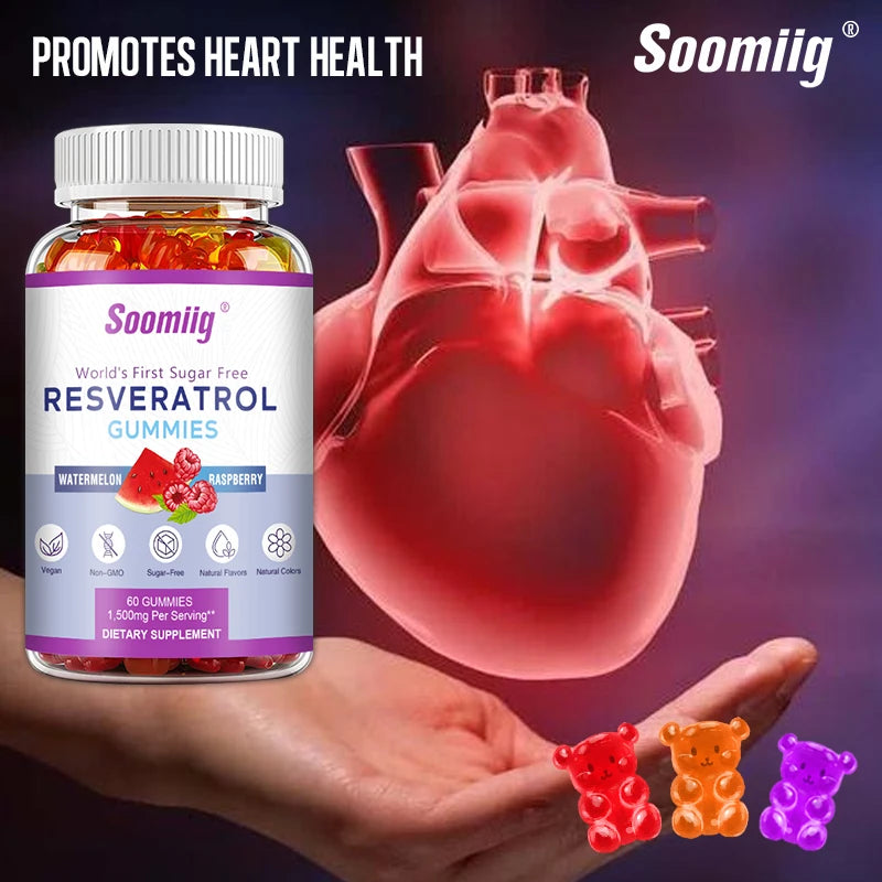 Soomiig Resveratrol Gummies 1500mg – Antioxidant & Skin Support Resveratrol Supplement Qst