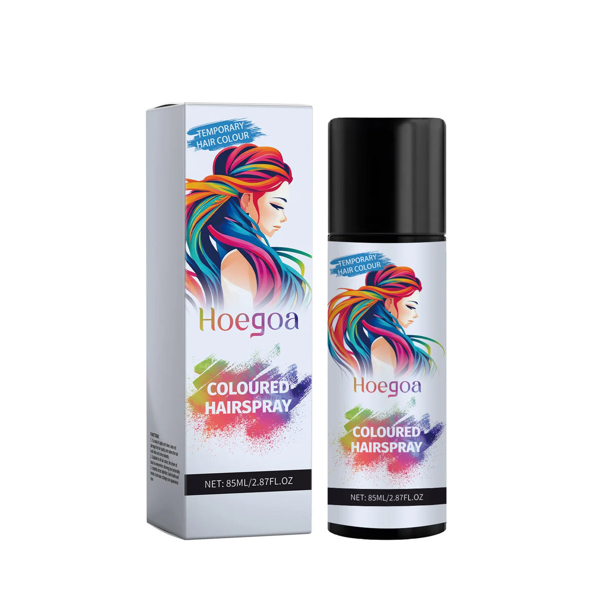 HOEGOA Temporary Black Hair Color Spray – Covers Grey, 85ml Hair Color Spray Qst 85ml boxed