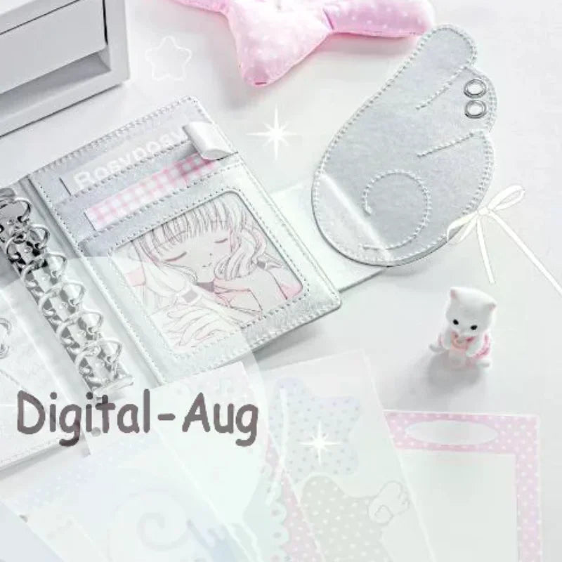 Angel Wings PU Leather 3-Fold Binder Journal Notebook Binder Journal Notebook Qme