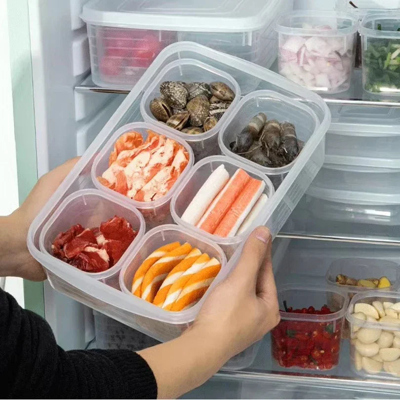 6-Compartment Food Storage Container with Lid | Fridge Organizer Food Storage Container Qme