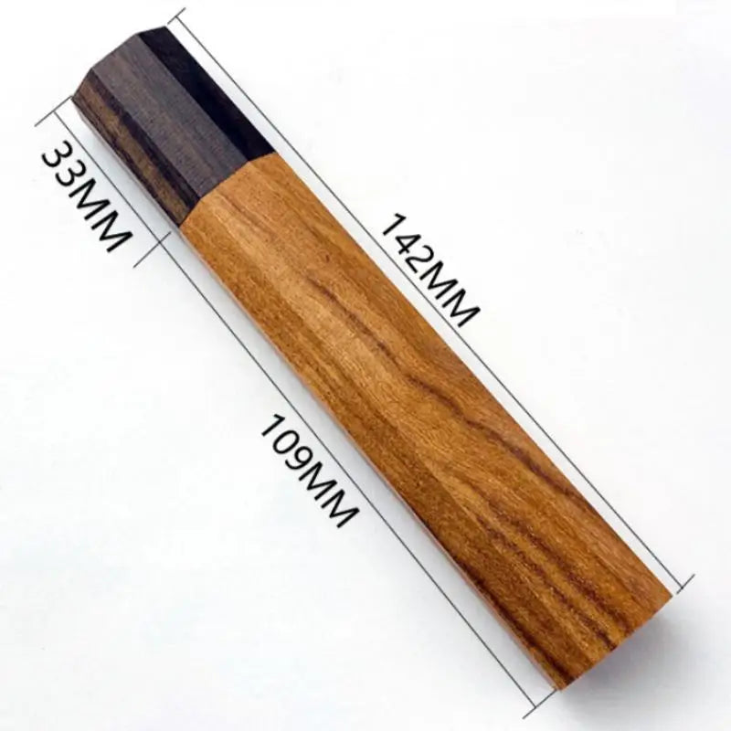 Octagonal Japanese Knife Handle – Red Kibao & Ebony, 115mm Knife Handle Blank Qst