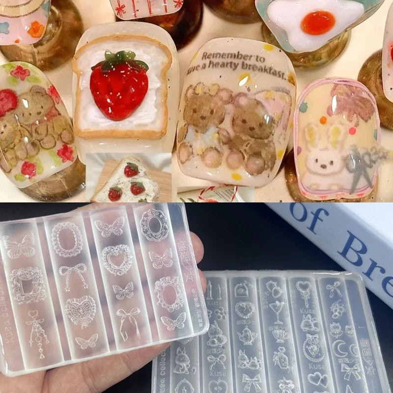 3D Silicone Nail Art Mold – Bow, Rabbit & Flower Designs Nail Art Mold Qst
