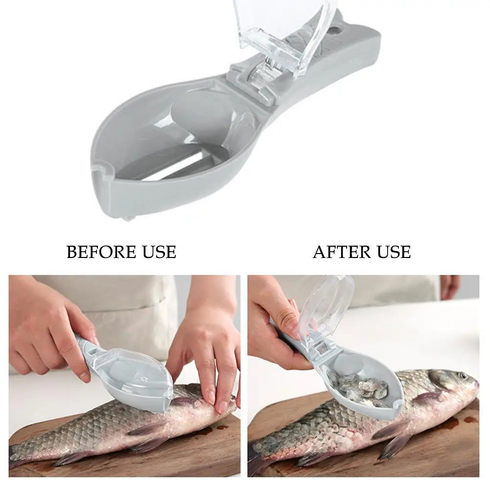Fish Scale Scraper Brush with Quick-Release Knife Fish Scaler Tool Qme