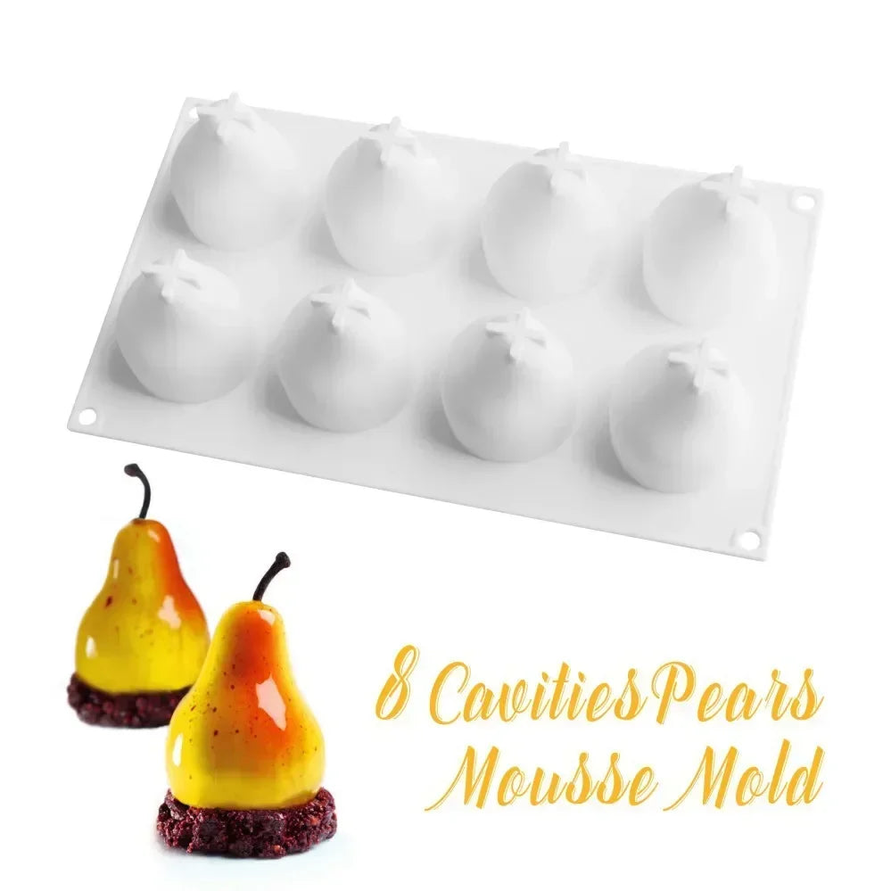 Silicone Fruit Mousse Cake Molds – 8 Shapes | Food-Grade Silicone Baking Mold Qme Pear