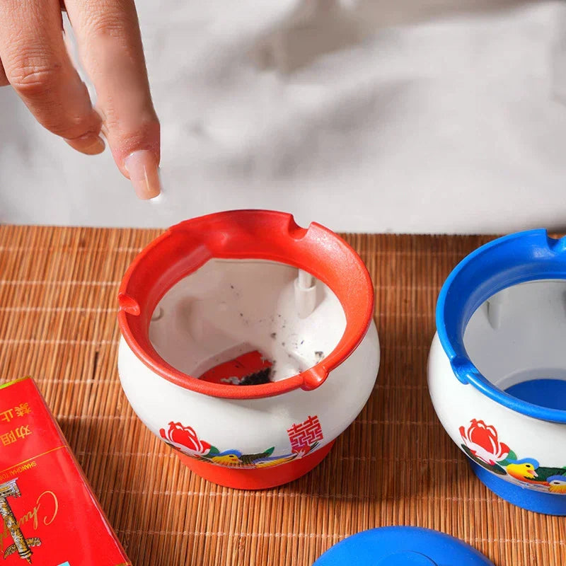 Retro Decorative Ashtray with Windproof Lid | Spittoon Style Decorative Ashtray Qme