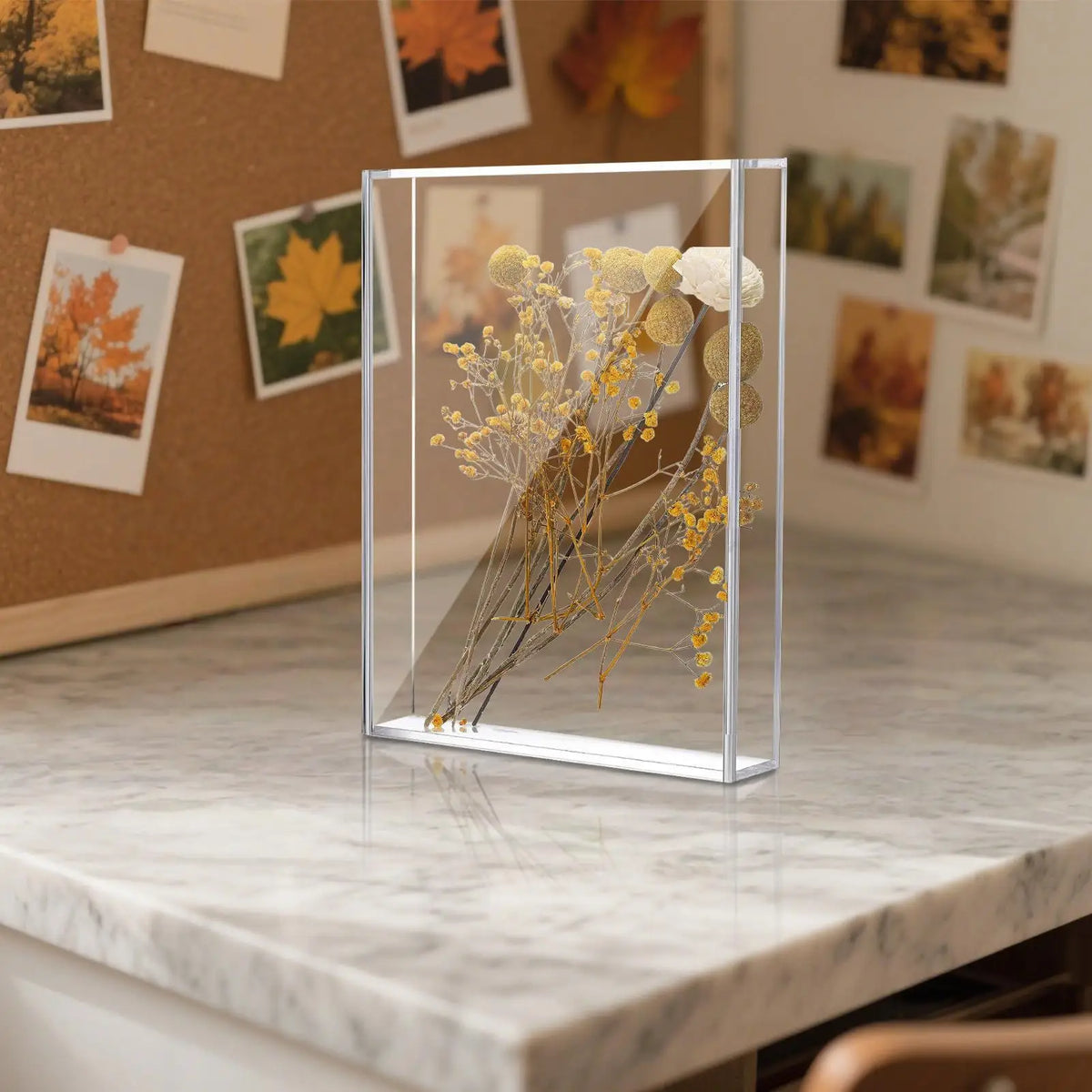 Clear Memory Box Display Case – Flowers & Photos Holder Keepsake Display Case Qme