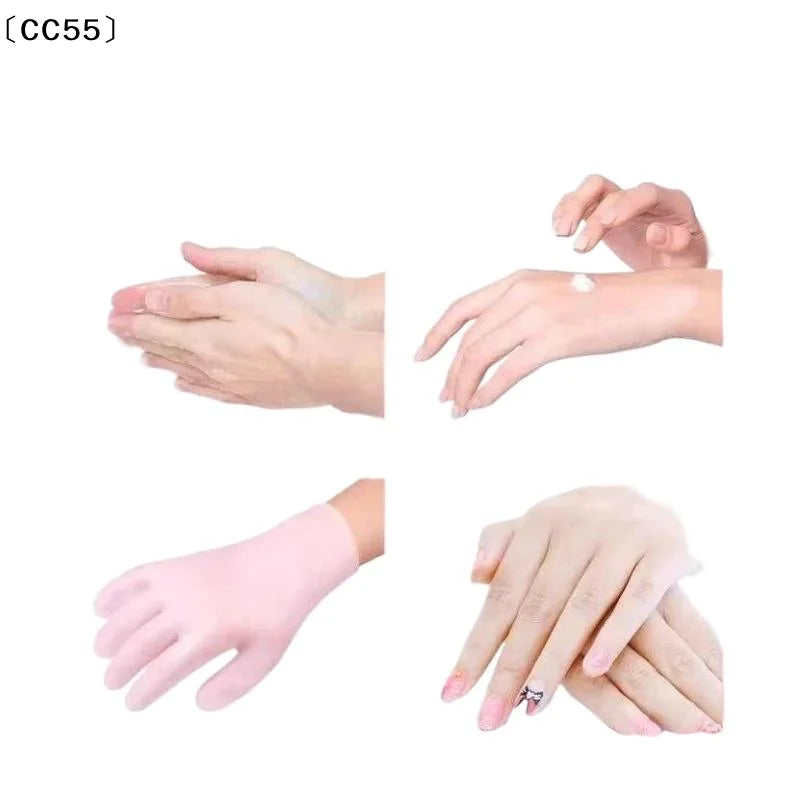 Silicone Moisture Socks & Gloves Set – 4-Pc Non-Slip Reusable Moisturizing Gloves Set Qst