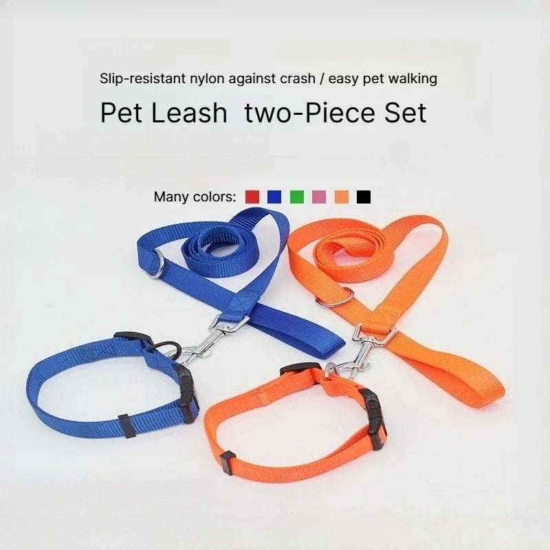Nylon Dog Harness Collar & Leash Set | Adjustable Breathable Dog Harness Set Qme
