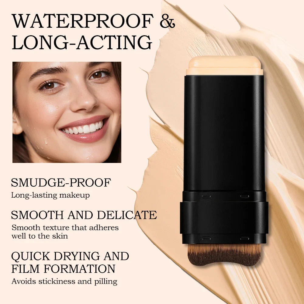 Dual-Head Foundation Stick with Built-In Brush | Qme Foundation Stick Qme