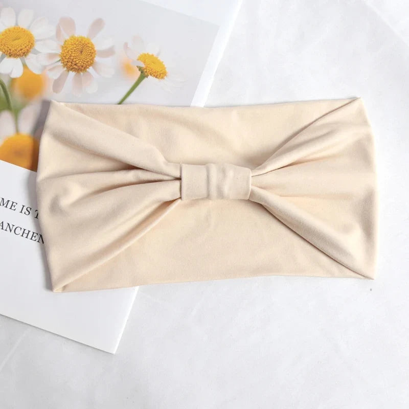 Women's Stretchy Wide Headband for Yoga, Running & Sports Sports Headband Qme Champagne