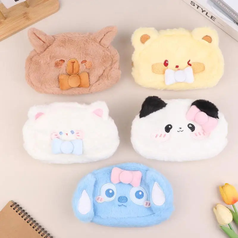 Cute Cartoon Animal Plush Pencil Case – Large Capacity Plush Pencil Case Qme