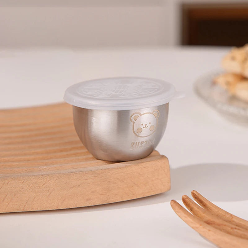 Stainless Steel Dipping Sauce Cup with Lid | BBQ Condiment Bowl Condiment Dipping Cup Qst Transparent