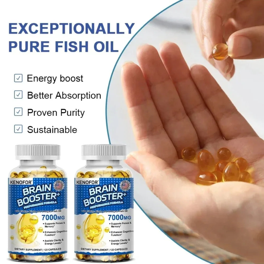 Ginkgo Biloba & Fish Oil Supplement – 120 Capsules Dietary Supplement Qst