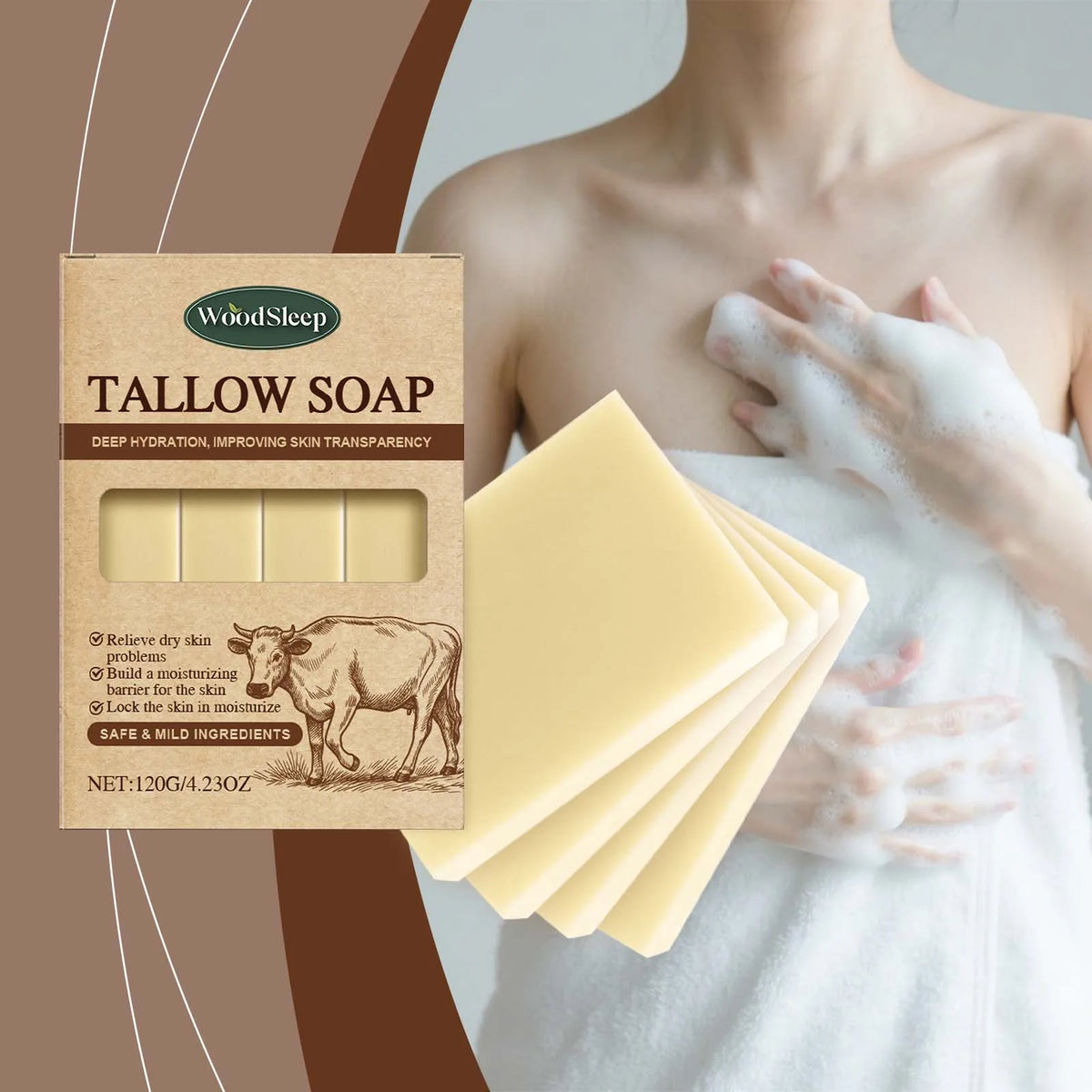 OceAura Grass-Fed Beef Tallow Soap Bar – Face & Body Natural Soap Bar Qst