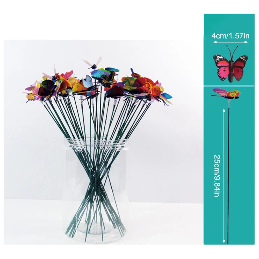Colorful Butterfly Garden Stakes – Wind-Flutter Simulation Decor Garden Decorative Stakes Qme