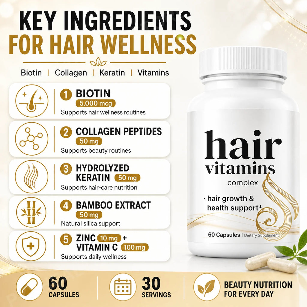 14-in-1 Biotin Collagen Keratin Hair Growth Vitamins 60 Caps Hair Growth Supplement Qst