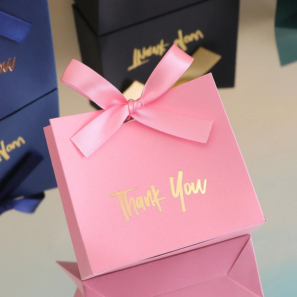10 Mini Gift Boxes Gold Ribbon Thank You Text – 8 Colors Mini Gift Boxes Qme