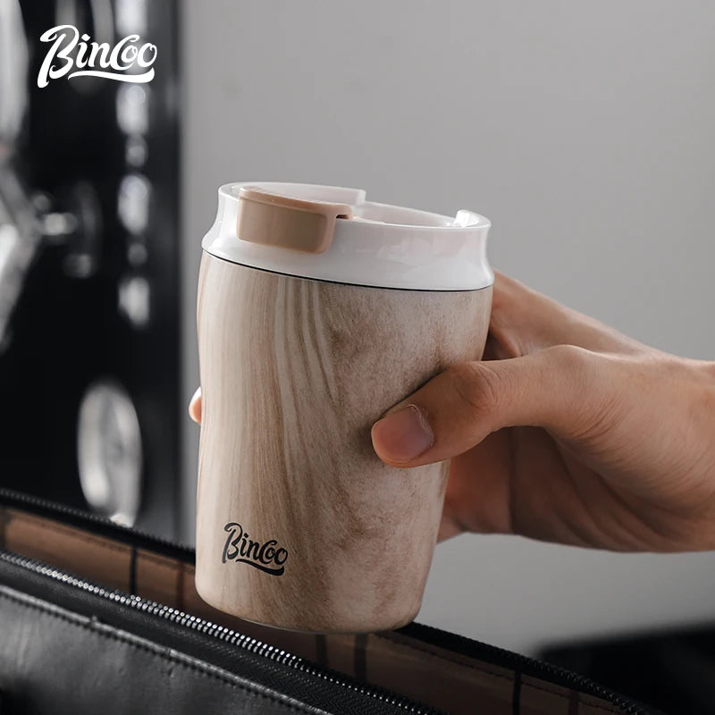 Bincoo Wood Grain Insulated Travel Coffee Cup 280/500ml Insulated Travel Mug Qst