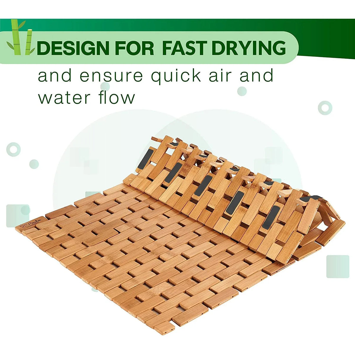 Foldable Bamboo Bath Mat – Eco-Friendly Non-Slip Wooden Bathmat Bamboo Bath Mat Qst