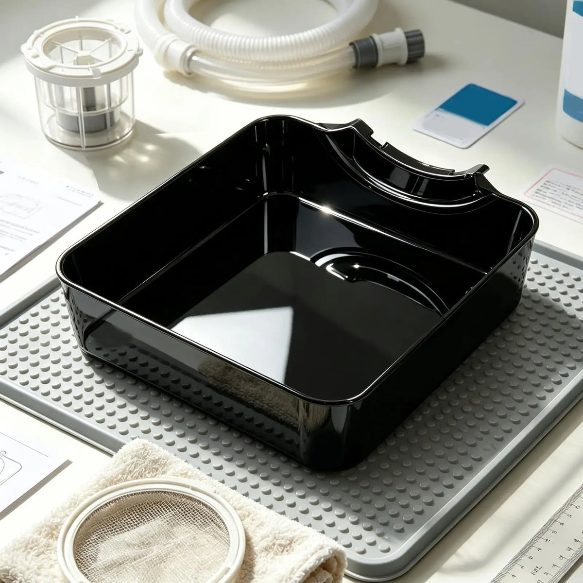 Reusable Washer Drain Pan with Lint Filter Funnel – Front Load Washer Drain Pan Qme