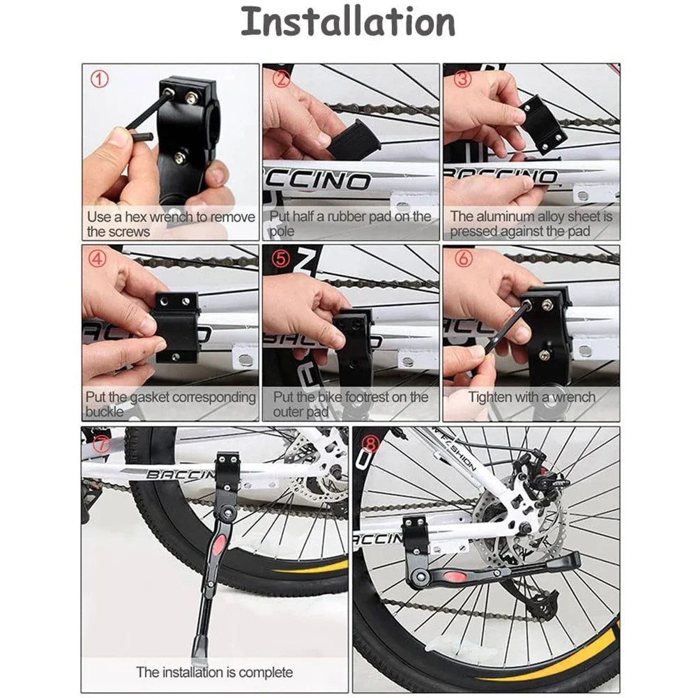 Adjustable Aluminum Alloy Bike Kickstand – Non-Slip Rear Side Bike Kickstand Qme