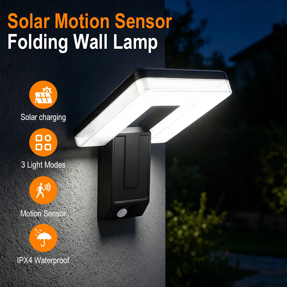 Foldable 120° Solar Motion Sensor LED Outdoor Wall Light Solar Outdoor Wall Light Qst