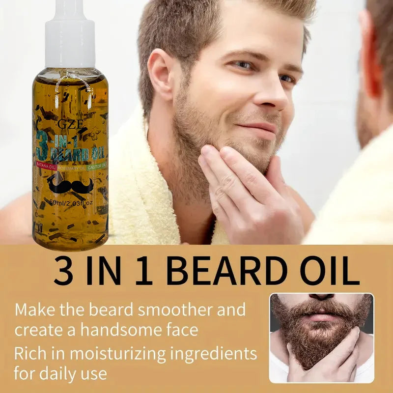 GZE 3-in-1 Beard Oil – Moisturize, Condition & Tame Flakes Beard Oil Qme
