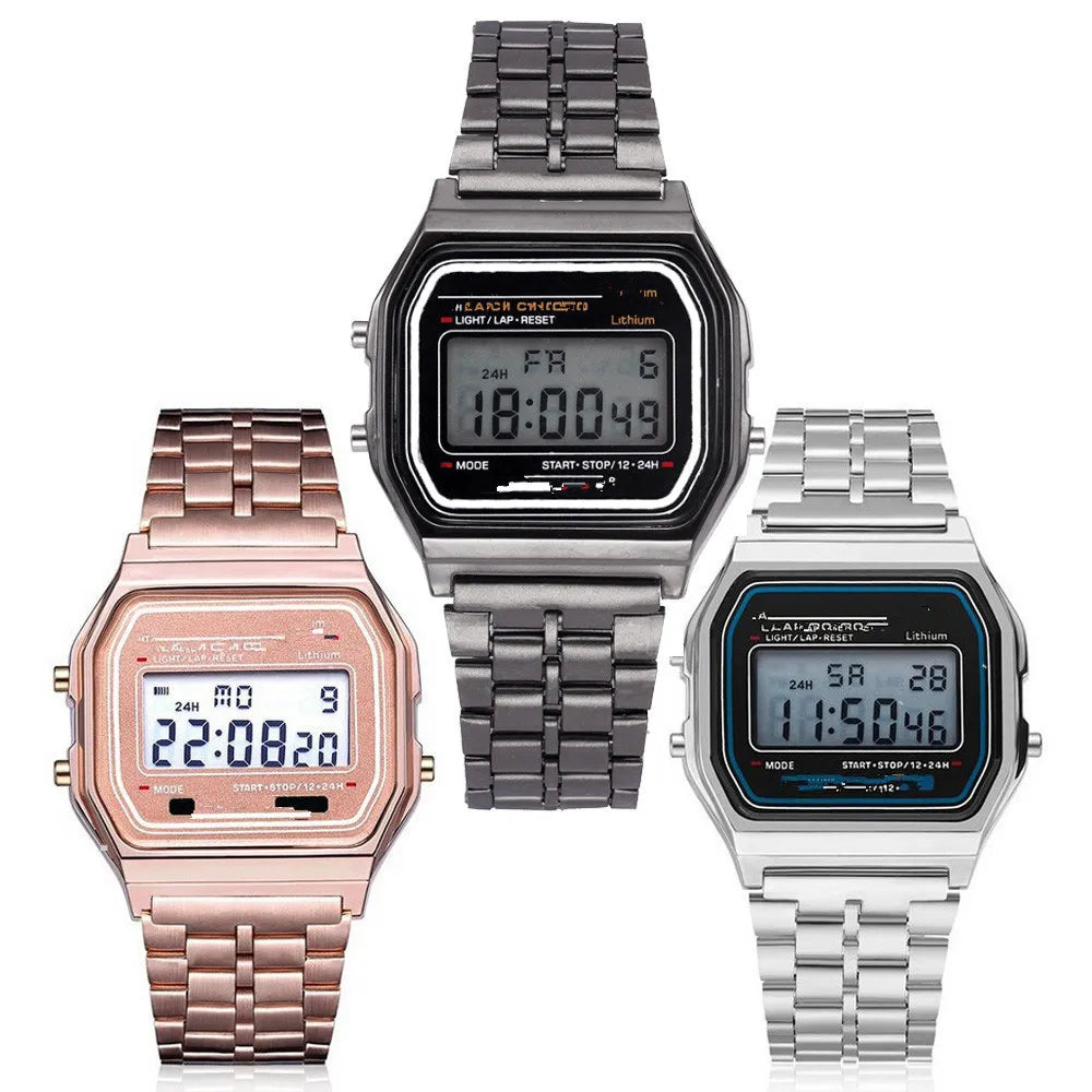 Ultra-Thin Steel Strip LED Watch – Gold & Silver | Qme LED Fashion Watch Qme